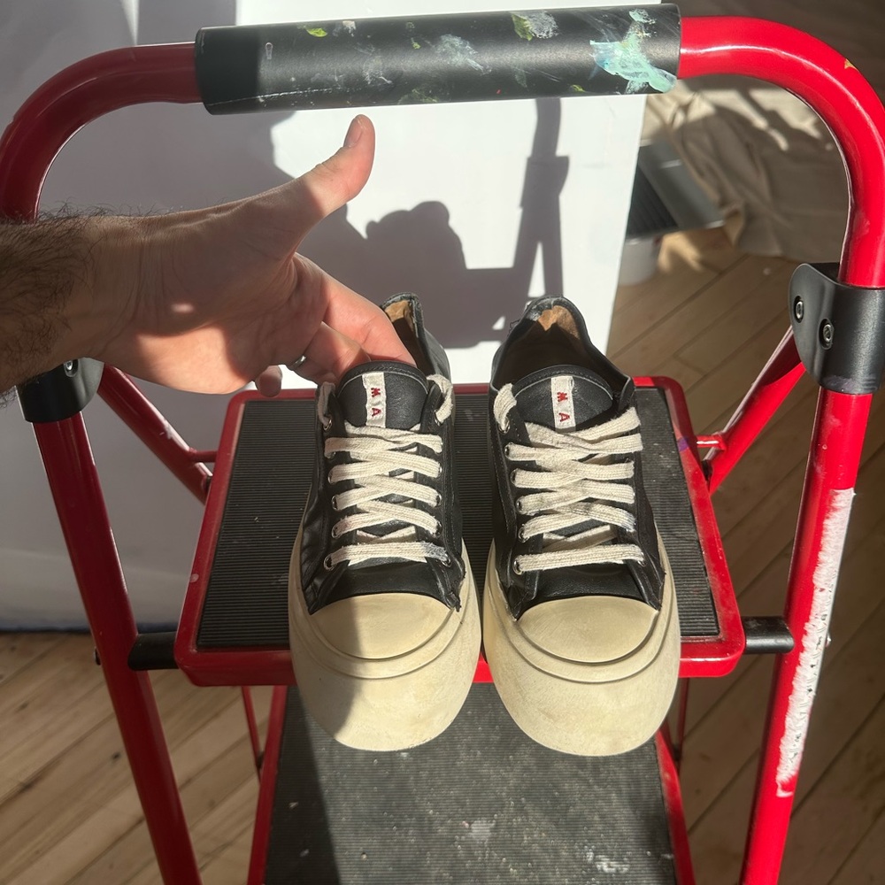Marni Black Sneakers with High-Top Design and Rubber Toe Caps